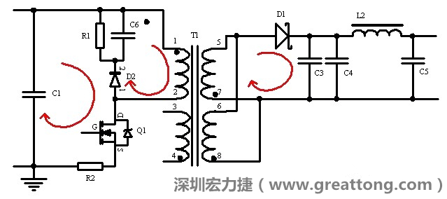 元件布局的時(shí)候，要優(yōu)先考慮高頻脈沖電流和大電流的環(huán)路面積，盡可能地減小,以抑制開關(guān)電源的輻射干擾